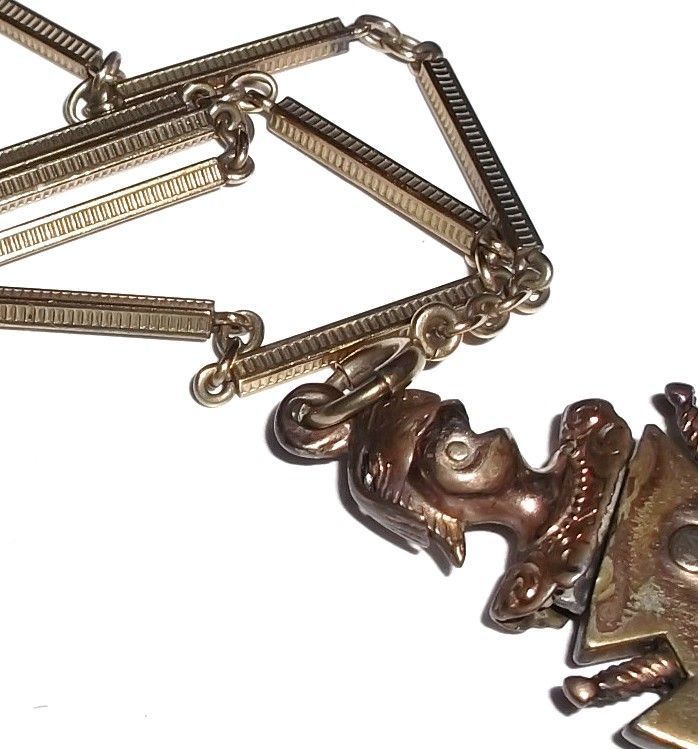 Vintage Masonic Pendant on 10K Gold Fob Chain Vintage Masonic Pendant on 10K Gold Fob Chain