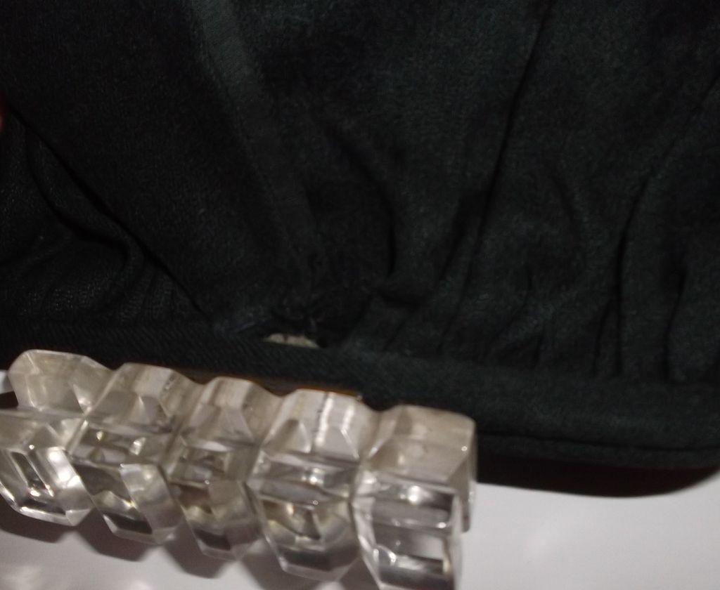 1940s Vintage Black Wool Handbag with Lucite Clasp 1940s Vintage Black Wool Handbag with Lucite Clasp