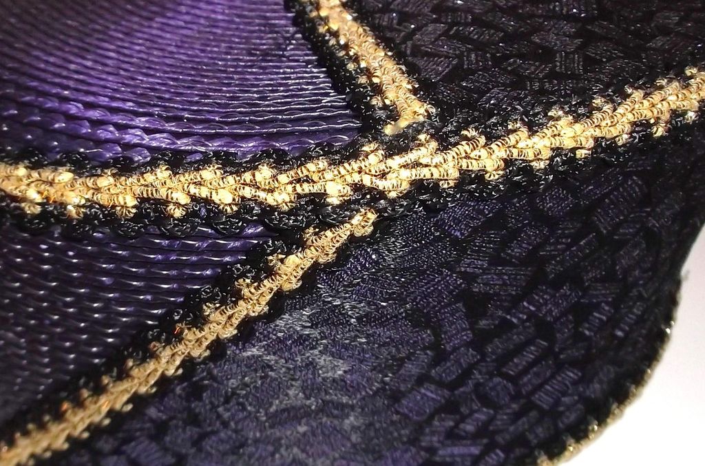1980s Vintage Purple & Gold Pill Box Hat 1980s Vintage Purple & Gold Pill Box Hat