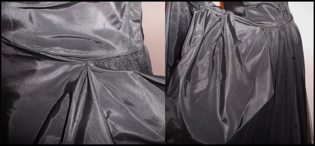 1950s Vintage Fred Perlberg Black Taffeta & Tulle Cocktail Bombshell Dress Size 5/6 1950s Vintage Fred Perlberg Black Taffeta & Tulle Cocktail Bombshell Dress Size 5/6