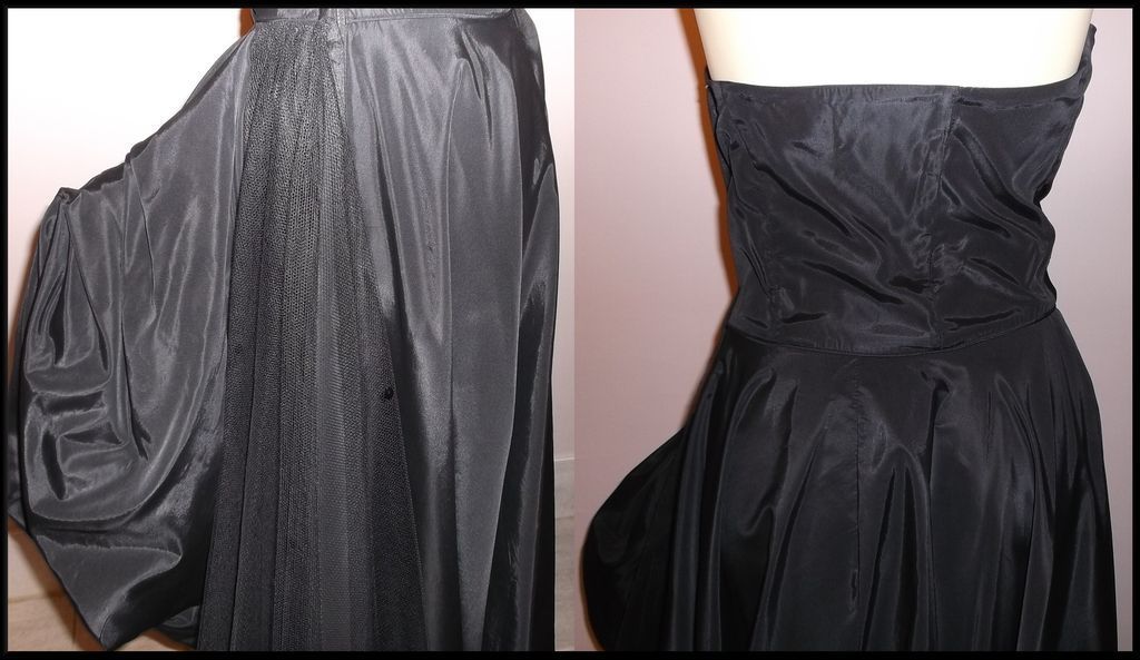 1950s Vintage Fred Perlberg Black Taffeta & Tulle Cocktail Bombshell Dress Size 5/6 1950s Vintage Fred Perlberg Black Taffeta & Tulle Cocktail Bombshell Dress Size 5/6