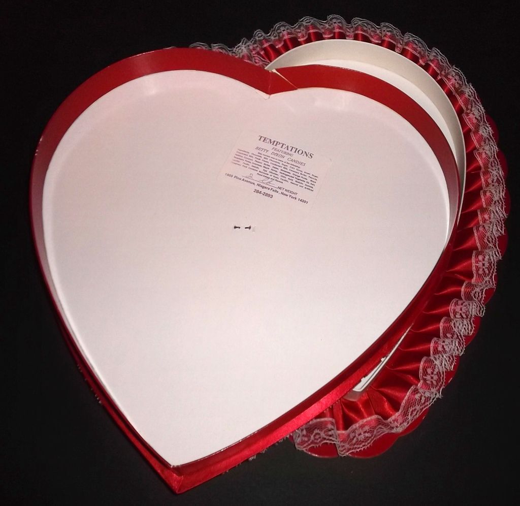 Vintage Valentine Red Satin & Rose Large Heart Shaped Candy Box Vintage Valentine Red Satin & Rose Large Heart Shaped Candy Box