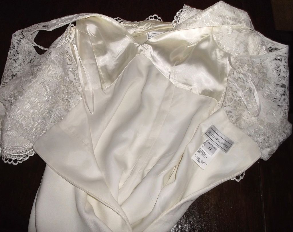 1980s Vintage Scott McClintock Ivory Lace Wedding Dress with Bolero Jacket With Tags Size Medium 1980s Vintage Scott McClintock Ivory Lace Wedding Dress with Bolero Jacket With Tags Size Medium