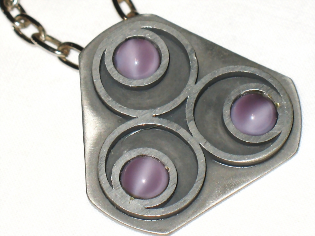 Retro 60s Modernist Bent Larsen Lavender Pewter Necklace Retro 60s Modernist Bent Larsen Lavender Pewter Necklace