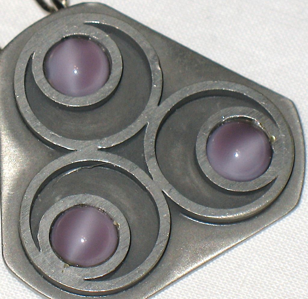 Retro 60s Modernist Bent Larsen Lavender Pewter Necklace Retro 60s Modernist Bent Larsen Lavender Pewter Necklace