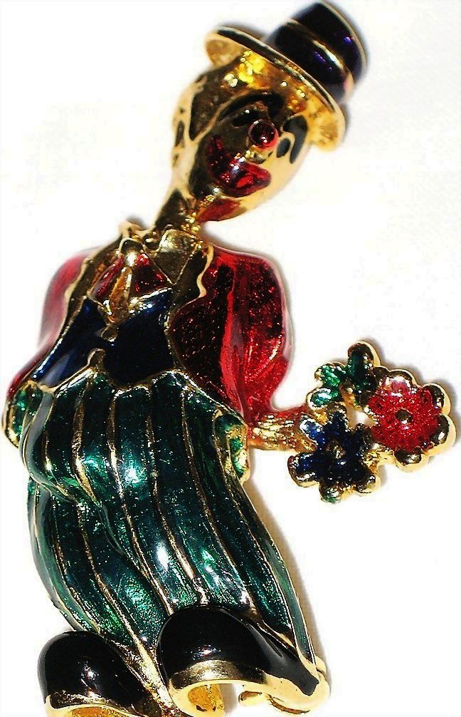 Signed Eisenberg Ice Vintage Jewelry Pin Enameled Clown Signed Eisenberg Ice Vintage Jewelry Pin Enameled Clown