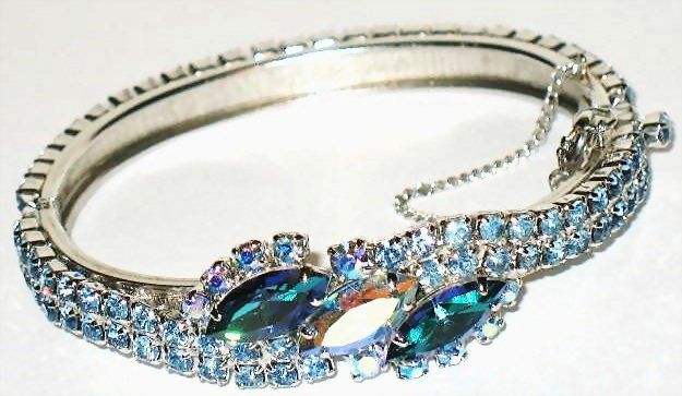 Signed Continental Rigid Blue RS Bracelet & Earrings Demi Signed Continental Rigid Blue RS Bracelet & Earrings Demi