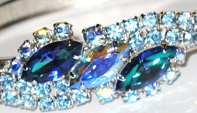Signed Continental Rigid Blue RS Bracelet & Earrings Demi Signed Continental Rigid Blue RS Bracelet & Earrings Demi