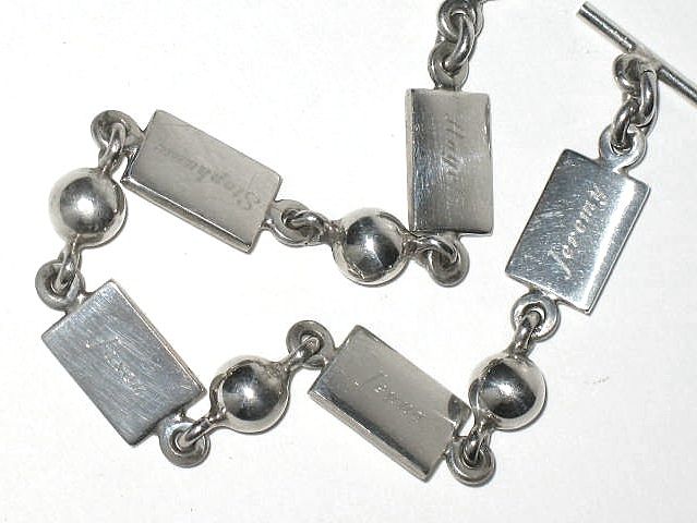 Vintage Sterling Forget-Me-Not Bracelet with Toggle Clasp Vintage Sterling Forget-Me-Not Bracelet with Toggle Clasp