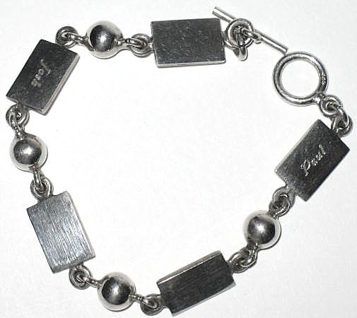 Vintage Sterling Forget-Me-Not Bracelet with Toggle Clasp Vintage Sterling Forget-Me-Not Bracelet with Toggle Clasp