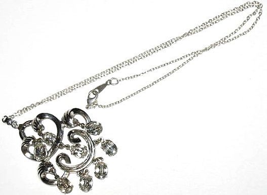 Signed Crown Trifari Crystal Chandelier Pendant & Earrings Demi Signed Crown Trifari Crystal Chandelier Pendant & Earrings Demi