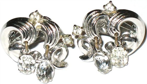 Signed Crown Trifari Crystal Chandelier Pendant & Earrings Demi Signed Crown Trifari Crystal Chandelier Pendant & Earrings Demi