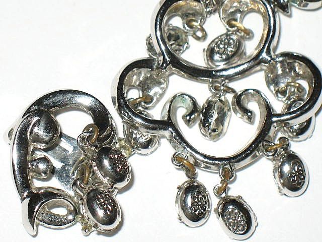 Signed Crown Trifari Crystal Chandelier Pendant & Earrings Demi Signed Crown Trifari Crystal Chandelier Pendant & Earrings Demi