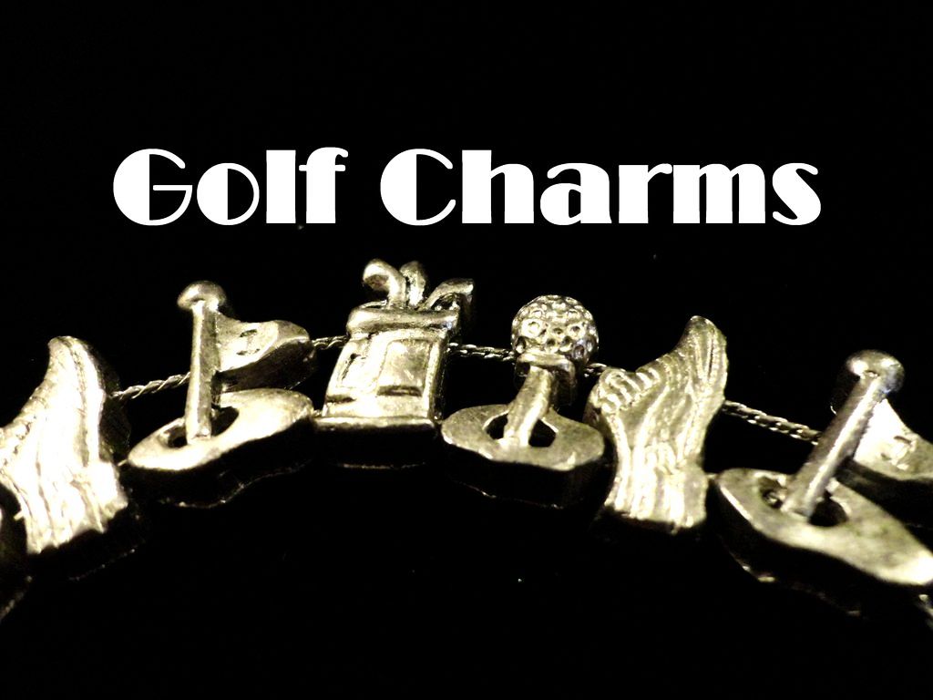 VINTAGE Signed "TOFA" Golf Charms silver tone slider bracelet VINTAGE Signed "TOFA" Golf Charms silver tone slider bracelet