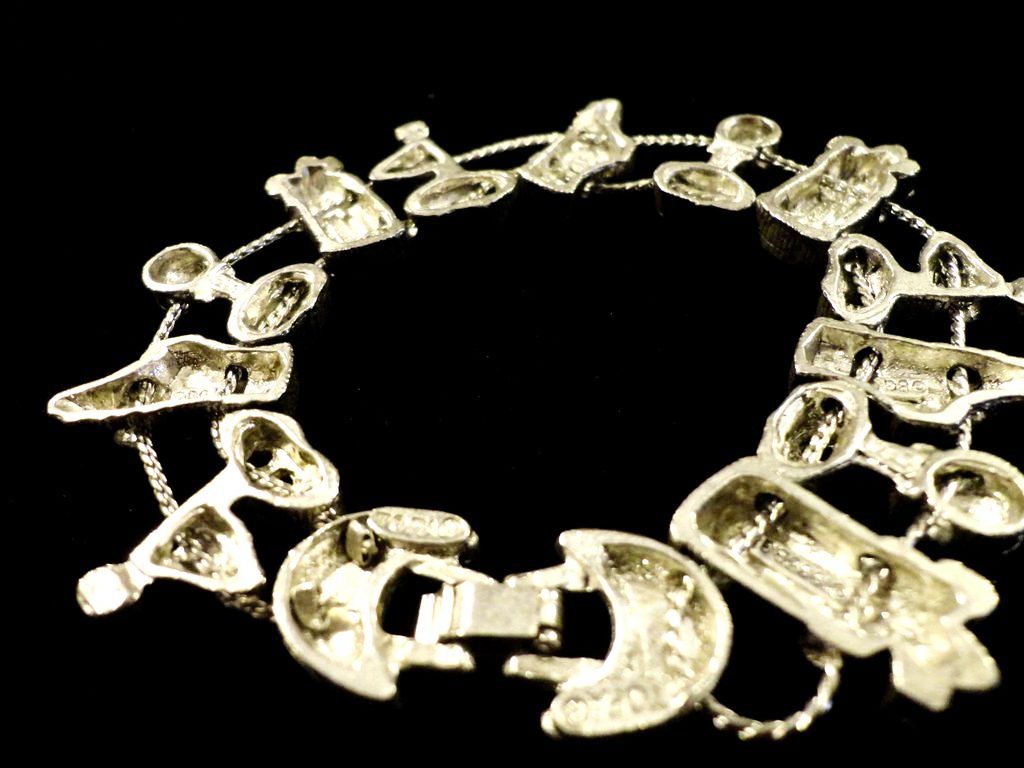 VINTAGE Signed "TOFA" Golf Charms silver tone slider bracelet VINTAGE Signed "TOFA" Golf Charms silver tone slider bracelet