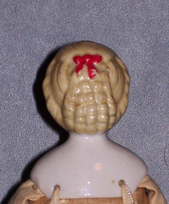 12" Blond China Lady ~ Unusual Hairdo with Red Bow 12" Blond China Lady ~ Unusual Hairdo with Red Bow