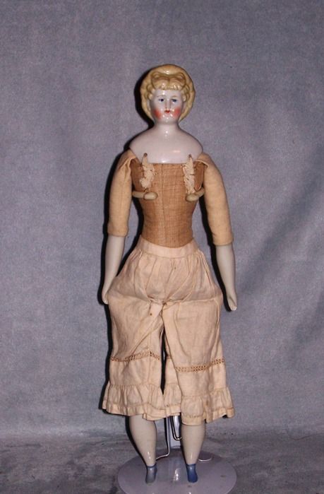 12" Blond China Lady ~ Unusual Hairdo with Red Bow 12" Blond China Lady ~ Unusual Hairdo with Red Bow