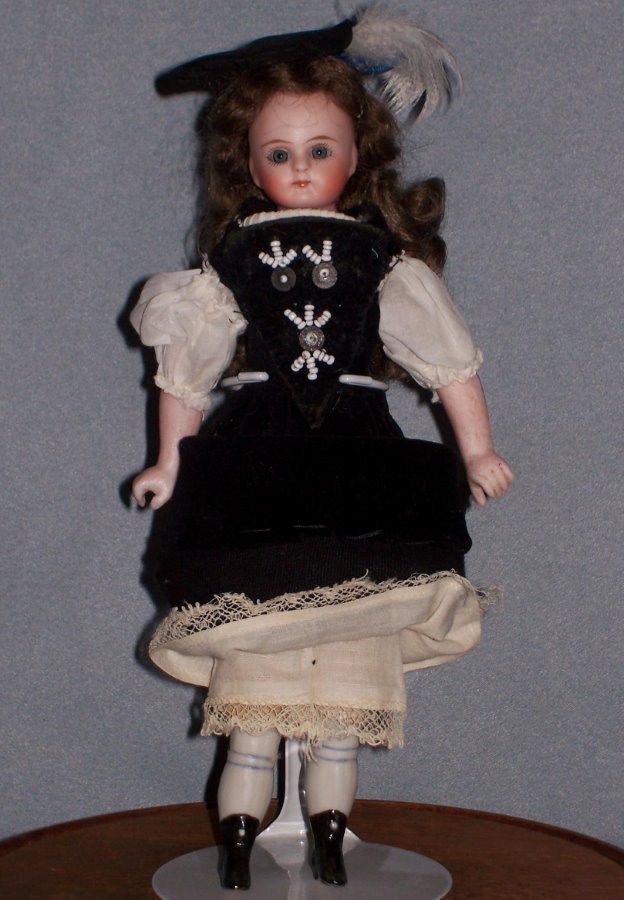 8" Solid Dome German Doll ~ in Glass Dome with Chest 8" Solid Dome German Doll ~ in Glass Dome with Chest
