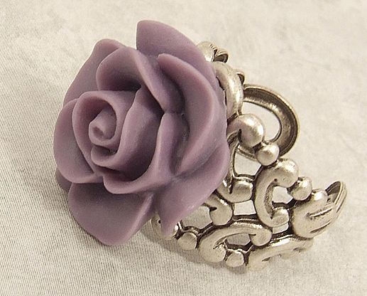 Oxidized Brass Filigree and Flower Ring Oxidized Brass Filigree and Flower Ring