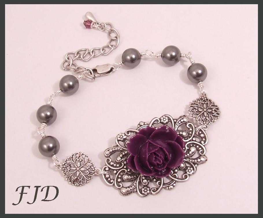 Flower and Filigree Bracelet : Bridesmaid Jewelry: MADE TO ORDER Flower and Filigree Bracelet : Bridesmaid Jewelry: MADE TO ORDER