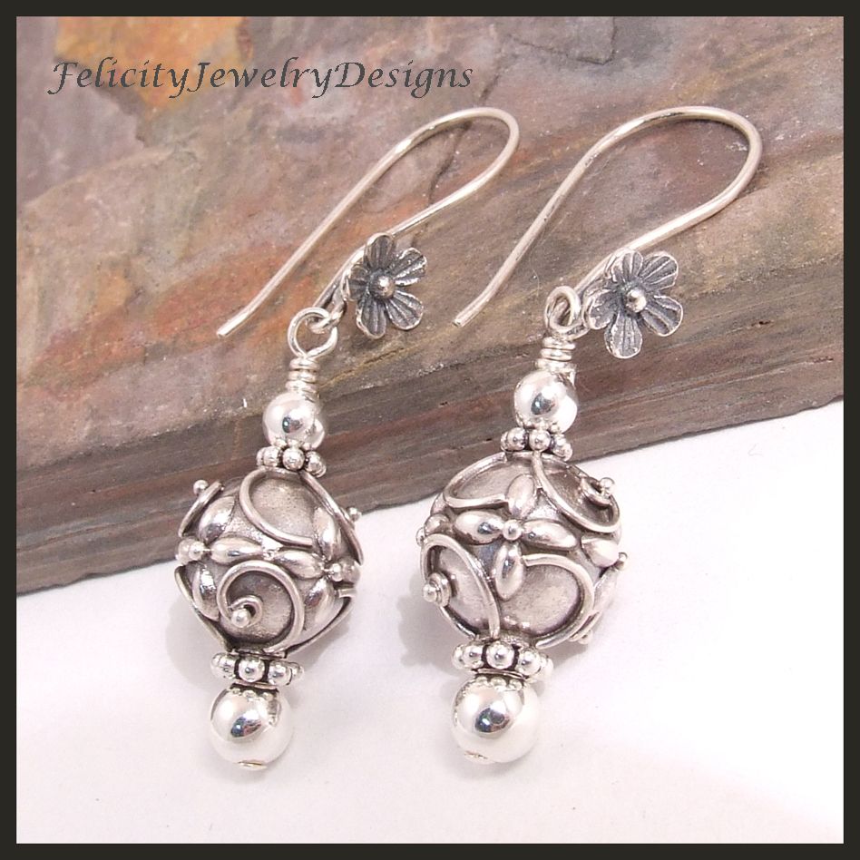 Balinese and Sterling Silver Earrings Balinese and Sterling Silver Earrings