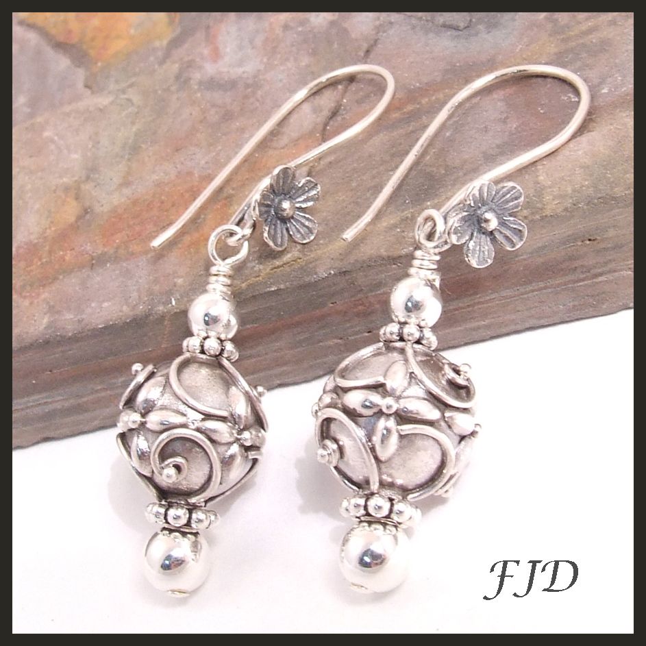 Balinese and Sterling Silver Earrings Balinese and Sterling Silver Earrings