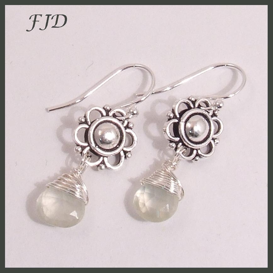 Prehnite and Sterling Silver Earrings Prehnite and Sterling Silver Earrings