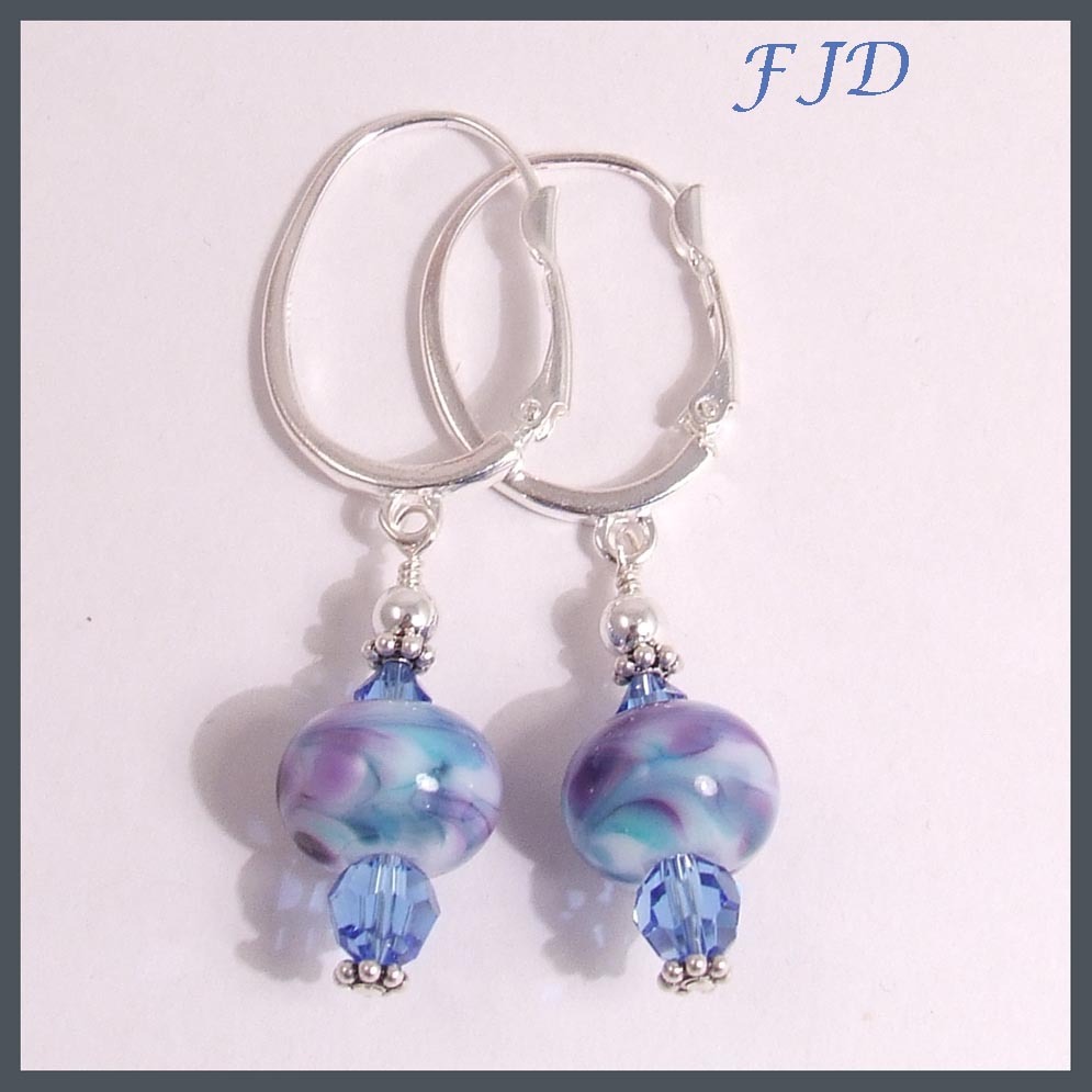 Lampwork Glass Bead and Sterling Silver Earrings Lampwork Glass Bead and Sterling Silver Earrings