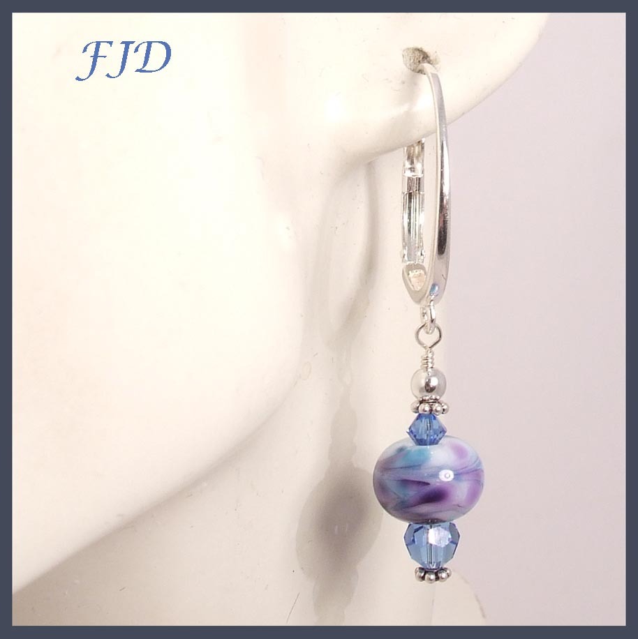 Lampwork Glass Bead and Sterling Silver Earrings Lampwork Glass Bead and Sterling Silver Earrings