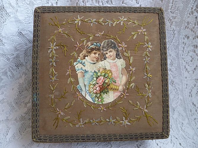 1900 French Silk Ribbon Embroidery Box ~ Vanity, Boudoir, Sewing 1900 French Silk Ribbon Embroidery Box ~ Vanity, Boudoir, Sewing