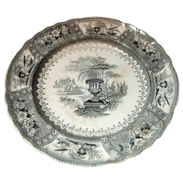 Staffordshire Black Transferware Plate - Canova Stoneware Staffordshire Black Transferware Plate - Canova Stoneware