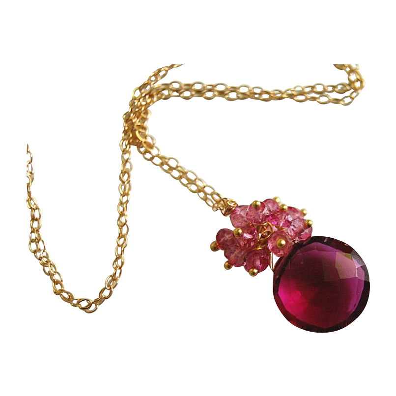 Gorgeous Pomegranate Pink quartz and Mystic Rubelite necklace Gorgeous Pomegranate Pink quartz and Mystic Rubelite necklace