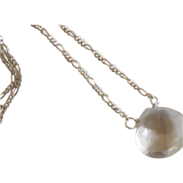 Crystal Quartz heart briolette necklace with sterling silver Crystal Quartz heart briolette necklace with sterling silver