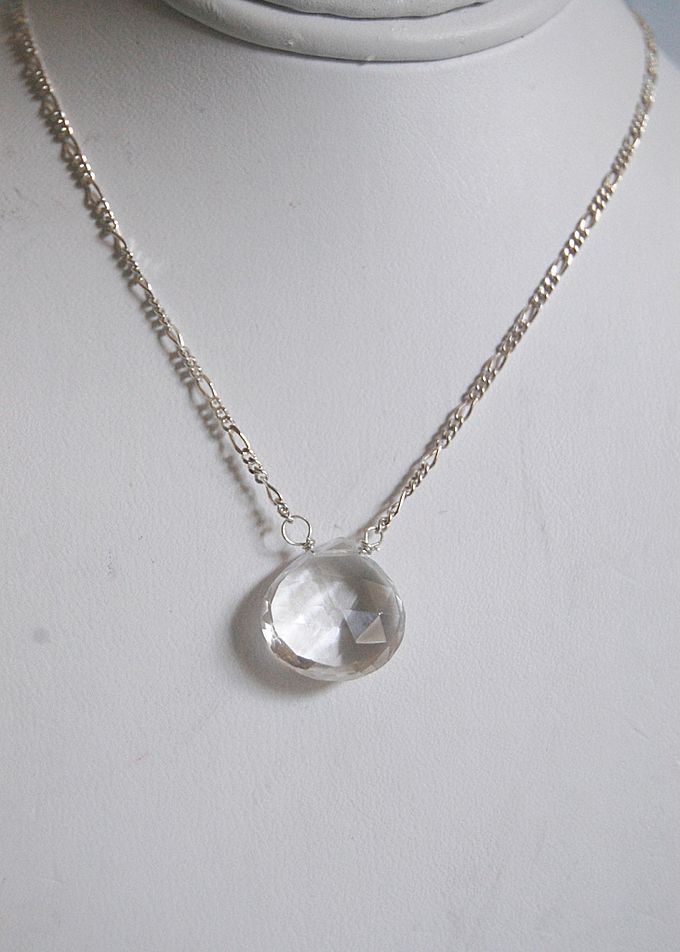 Crystal Quartz heart briolette necklace with sterling silver Crystal Quartz heart briolette necklace with sterling silver