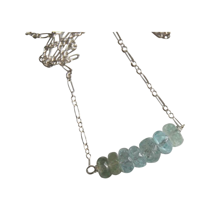 Ice Blue Aquamarine Necklace with Sterling silver Chain Ice Blue Aquamarine Necklace with Sterling silver Chain