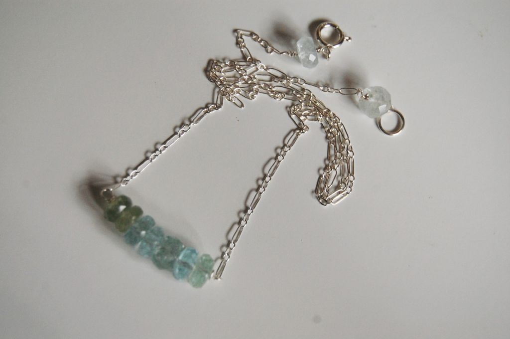 Ice Blue Aquamarine Necklace with Sterling silver Chain Ice Blue Aquamarine Necklace with Sterling silver Chain