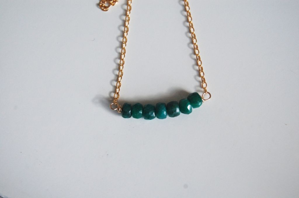 Genuine green Emerald nacklace with Gold filled Chain Genuine green Emerald nacklace with Gold filled Chain
