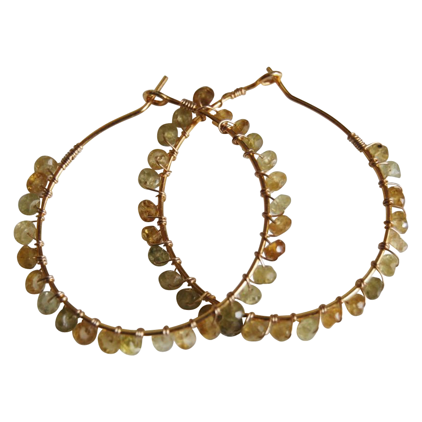 Rare shaded Grossular garnet Gold filled Hoop Earrings Rare shaded Grossular garnet Gold filled Hoop Earrings