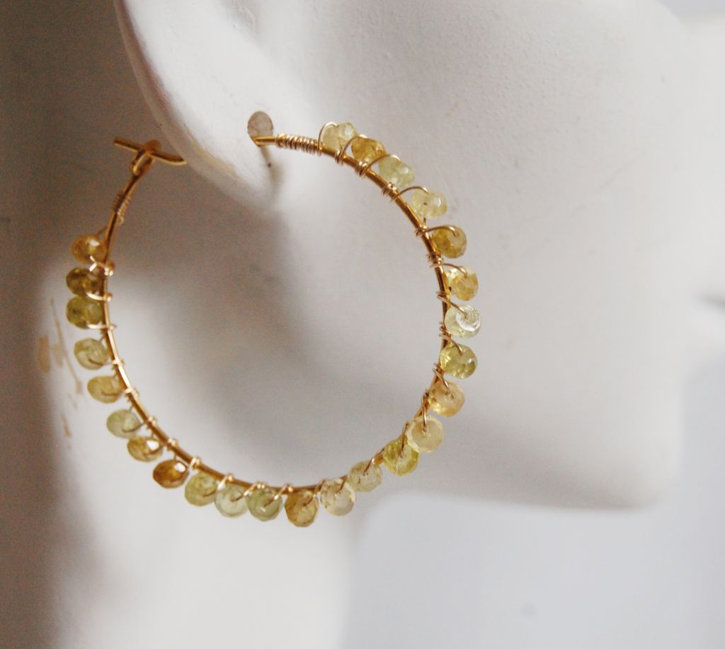 Rare shaded Grossular garnet Gold filled Hoop Earrings Rare shaded Grossular garnet Gold filled Hoop Earrings