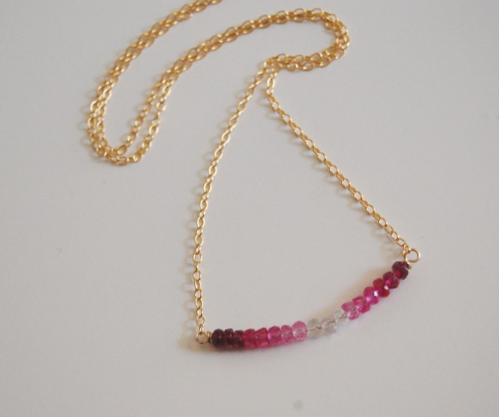 Genuine Shaded Ruby Necklace with Gold filled chain Genuine Shaded Ruby Necklace with Gold filled chain