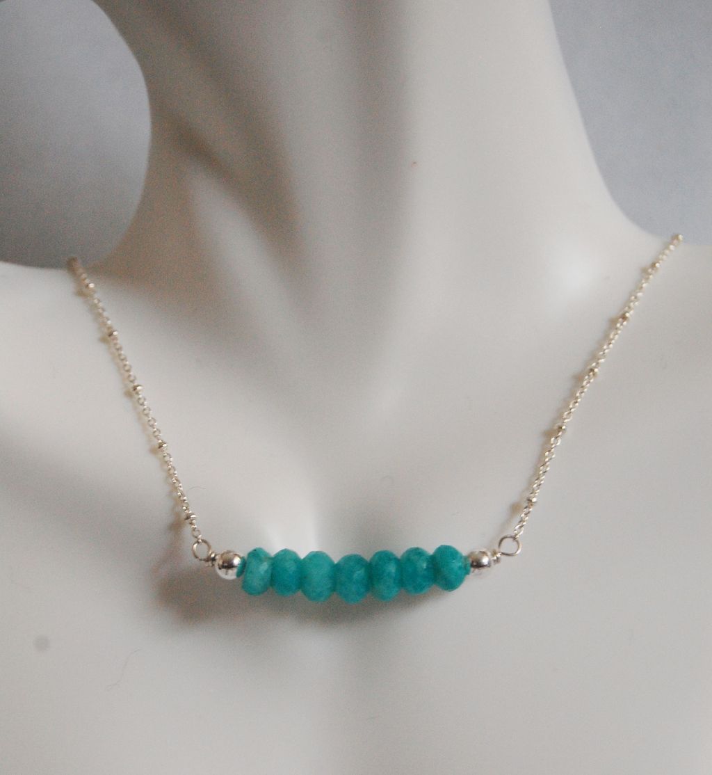 Brazilian Amazonite Necklace - Gemstone Amazonite necklace, Beaded Necklace,Sterling silver Chain Brazilian Amazonite Necklace - Gemstone Amazonite necklace, Beaded Necklace,Sterling silver Chain
