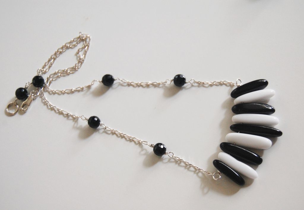 Black and White Onyx Necklace - Statement necklace- Bib necklace Black and White Onyx Necklace - Statement necklace- Bib necklace