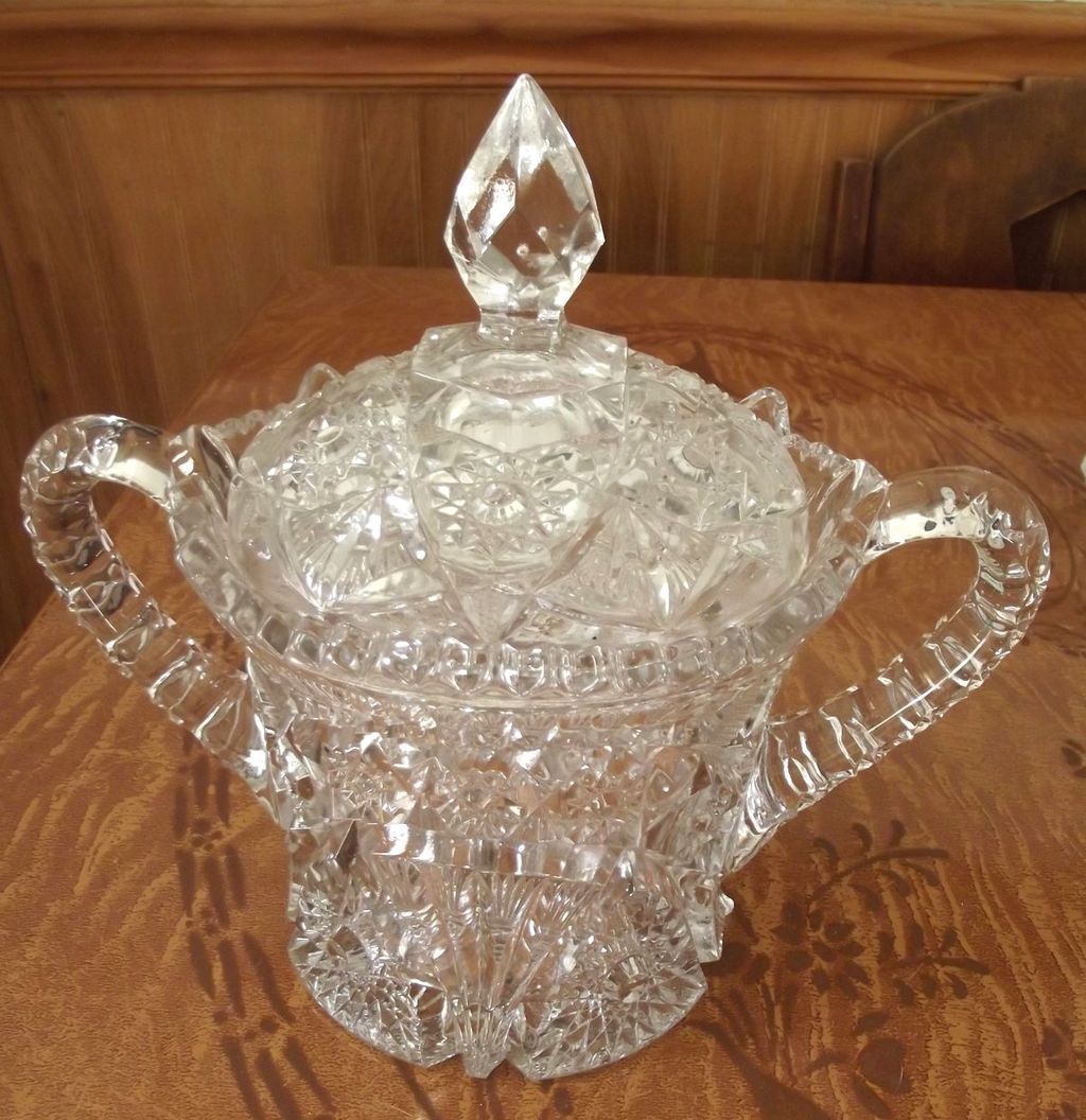 Pressed Glass Biscuit or Cookie Jar from fhtv on Ruby Lane