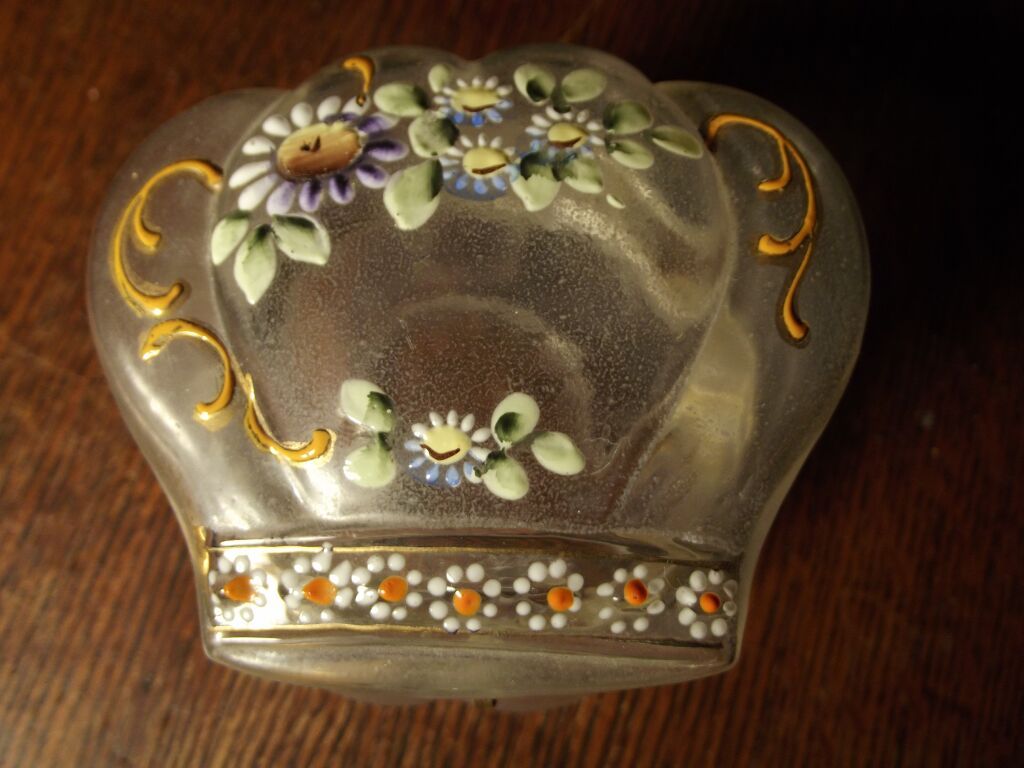 Victorian Satin Glass Hand Painted Jar Victorian Satin Glass Hand Painted Jar