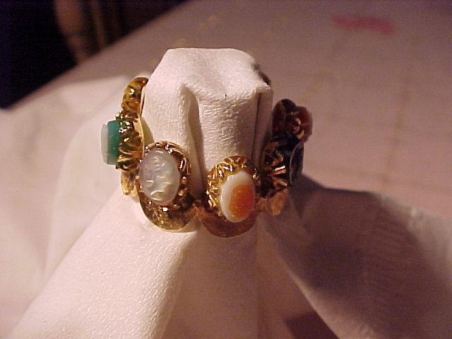 Lovely Old Florentine Gold Ring With Cameos Lovely Old Florentine Gold Ring With Cameos