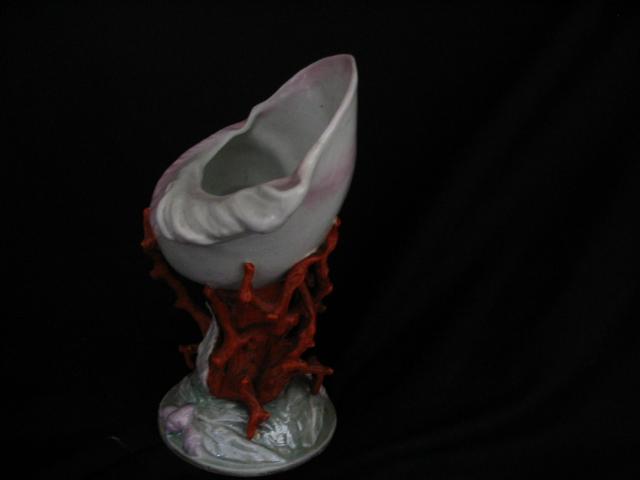 European Porcelain Nautilus Shell Vase European Porcelain Nautilus Shell Vase