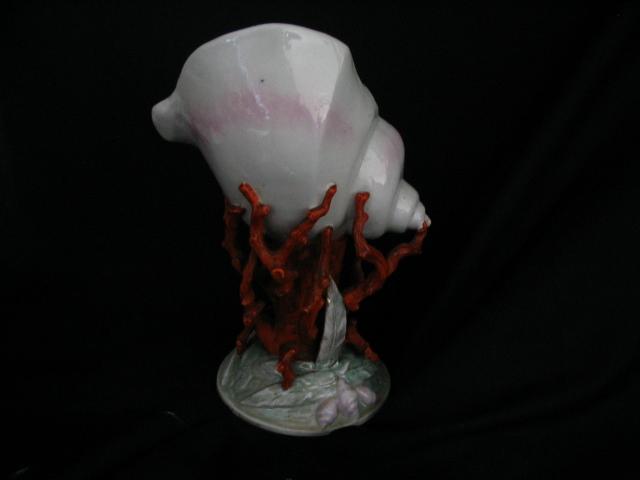 European Porcelain Nautilus Shell Vase European Porcelain Nautilus Shell Vase