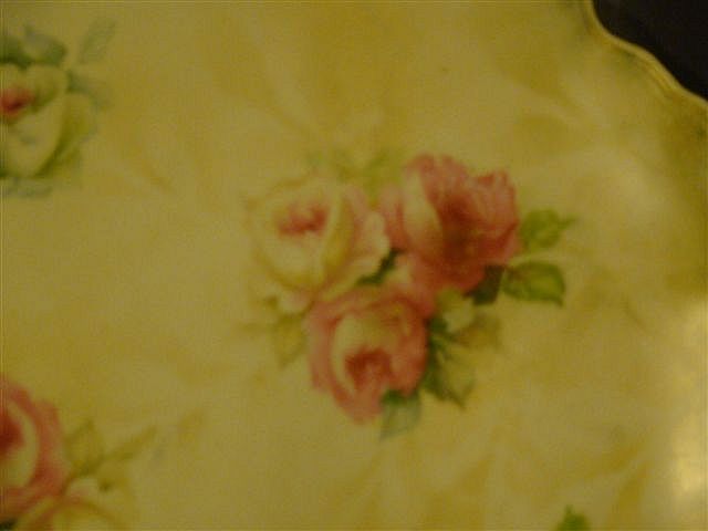 RS Prussia roses handled cake plate with pearlized finish RS Prussia roses handled cake plate with pearlized finish