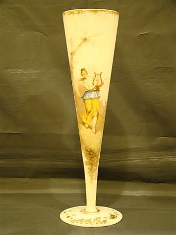 Mount Washington Colonial ware portrait large trumpet vase Mount Washington Colonial ware portrait large trumpet vase