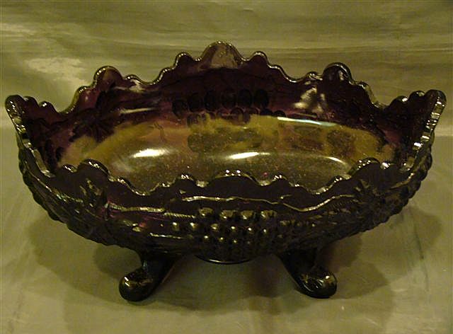 Fenton Wisteria Grape and Cable large footed centerbowl bowl Fenton Wisteria Grape and Cable large footed centerbowl bowl